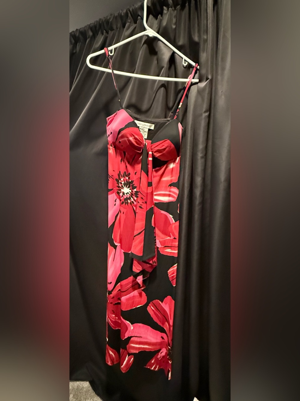 Red Floral Slip Dress with Built-In Bust - Women
